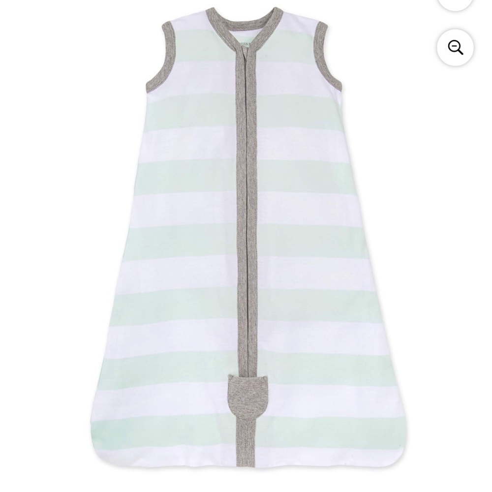Burt's Bees Baby Beekeeper Blanket Organic Cotton Seaglass Rugby Stripe Sz Small